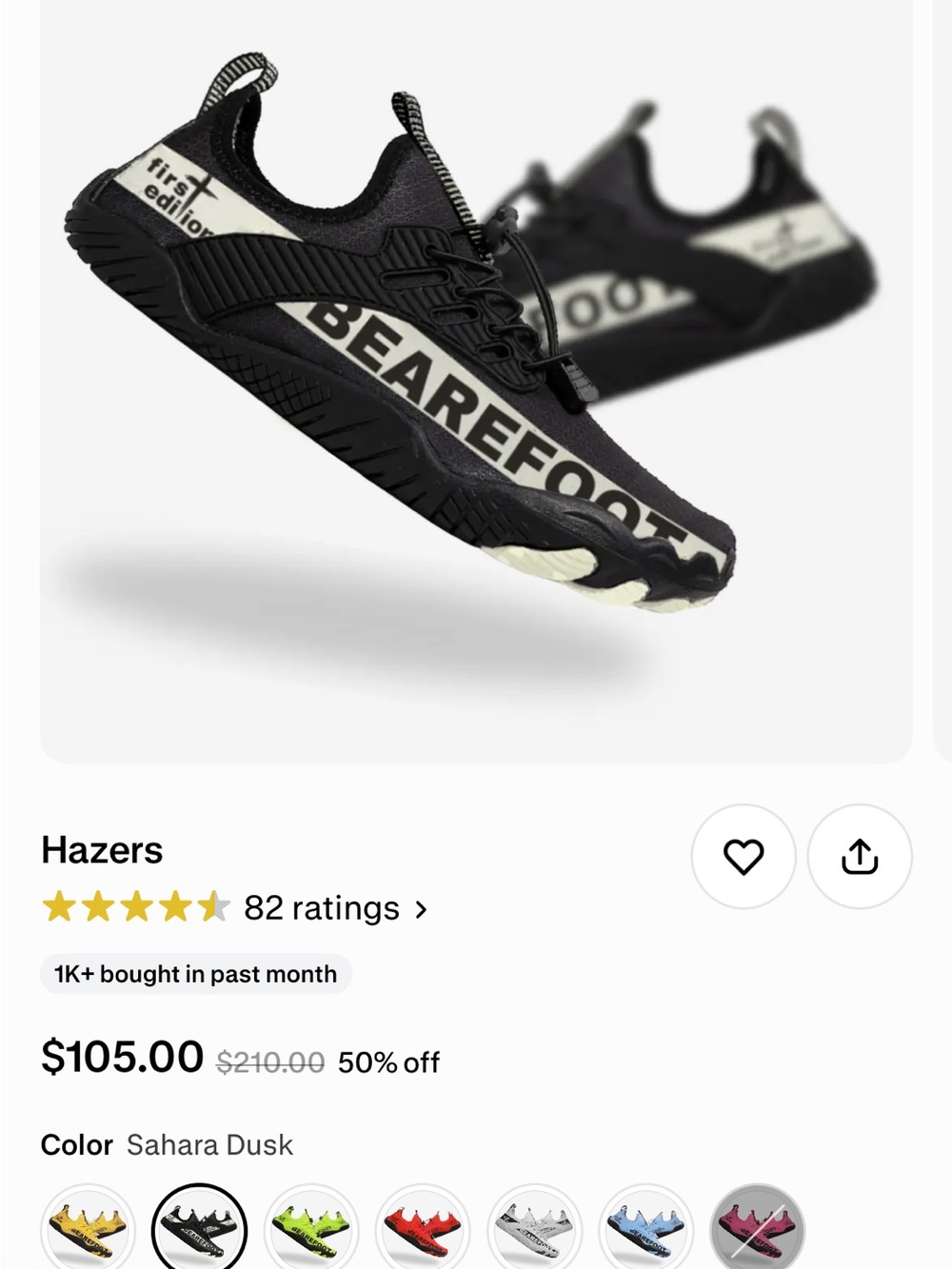 Men’s Black Barefoot-Style Athletic Sneakers